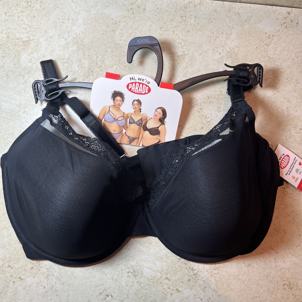 New! Parade Mesh Lace‎ Underwire Demi Bra Black Size XXXL 42C 42D 42DDD NWT